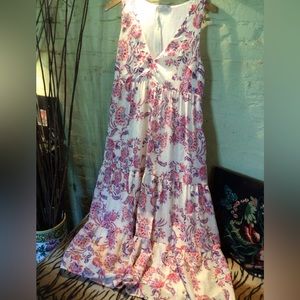 Clearance 🌸SLE ! Lavender brown floral maxi babydoll dress
